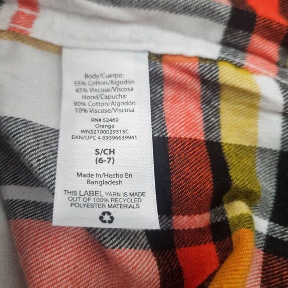 Boys Size Small (6-7) Plaid Hooded Flannel Shirt Chest Pocket Button Up School - Picture 8 of 8